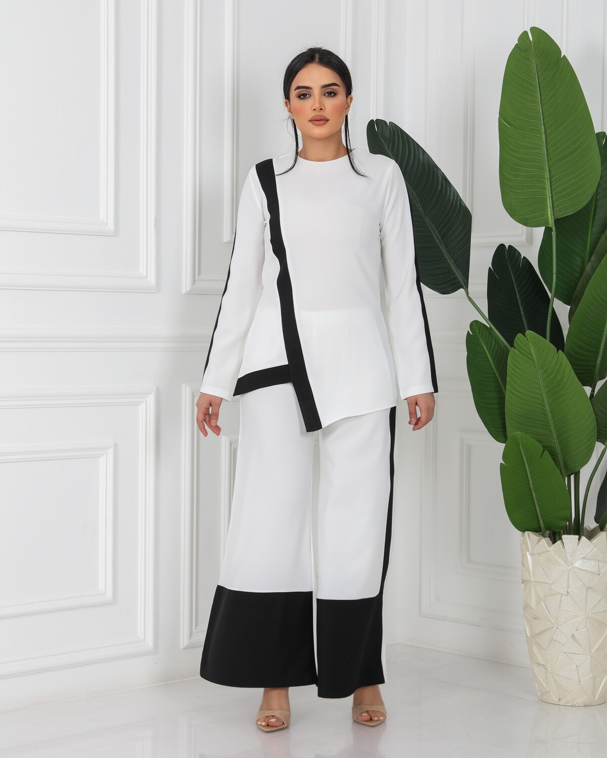 Chic Elegance; The Korean Barbie set of Blouse &amp; wide Trouser