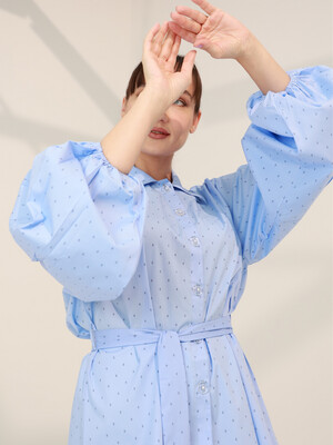 Poplin Cotton Long Sleeve Shirt with Belt - Oversized Shirt
