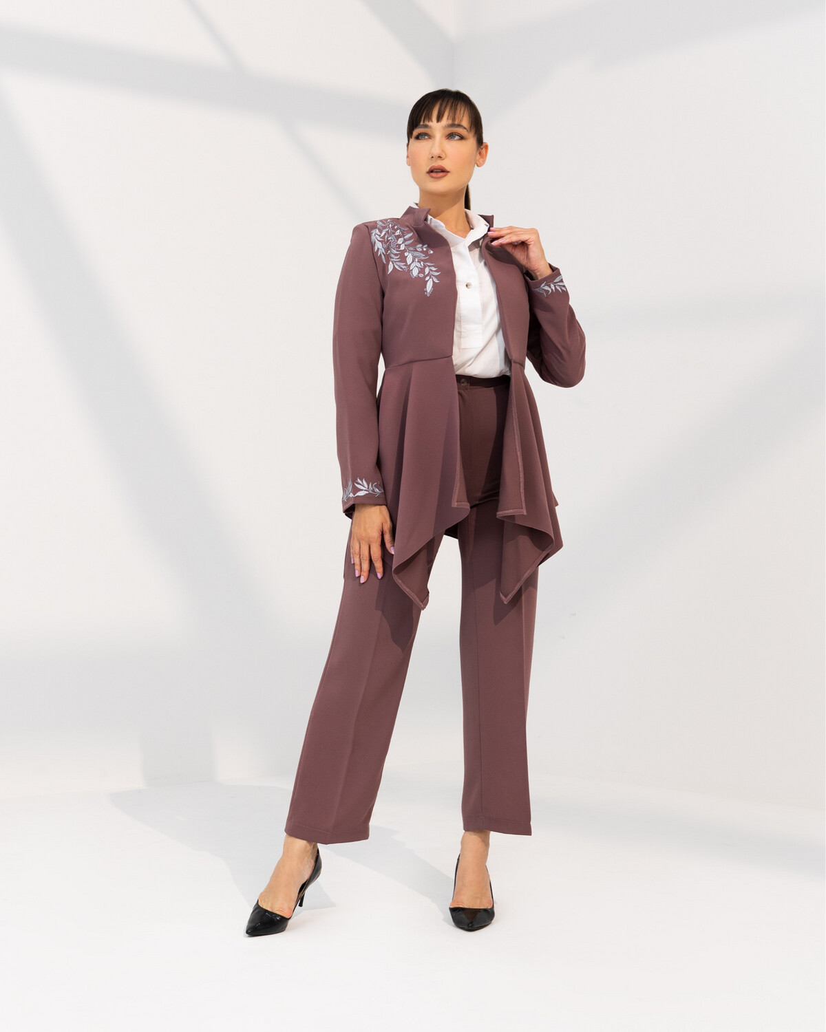 Light Purple Embroidered Blazer, Chest &amp; Cuff Embroidery