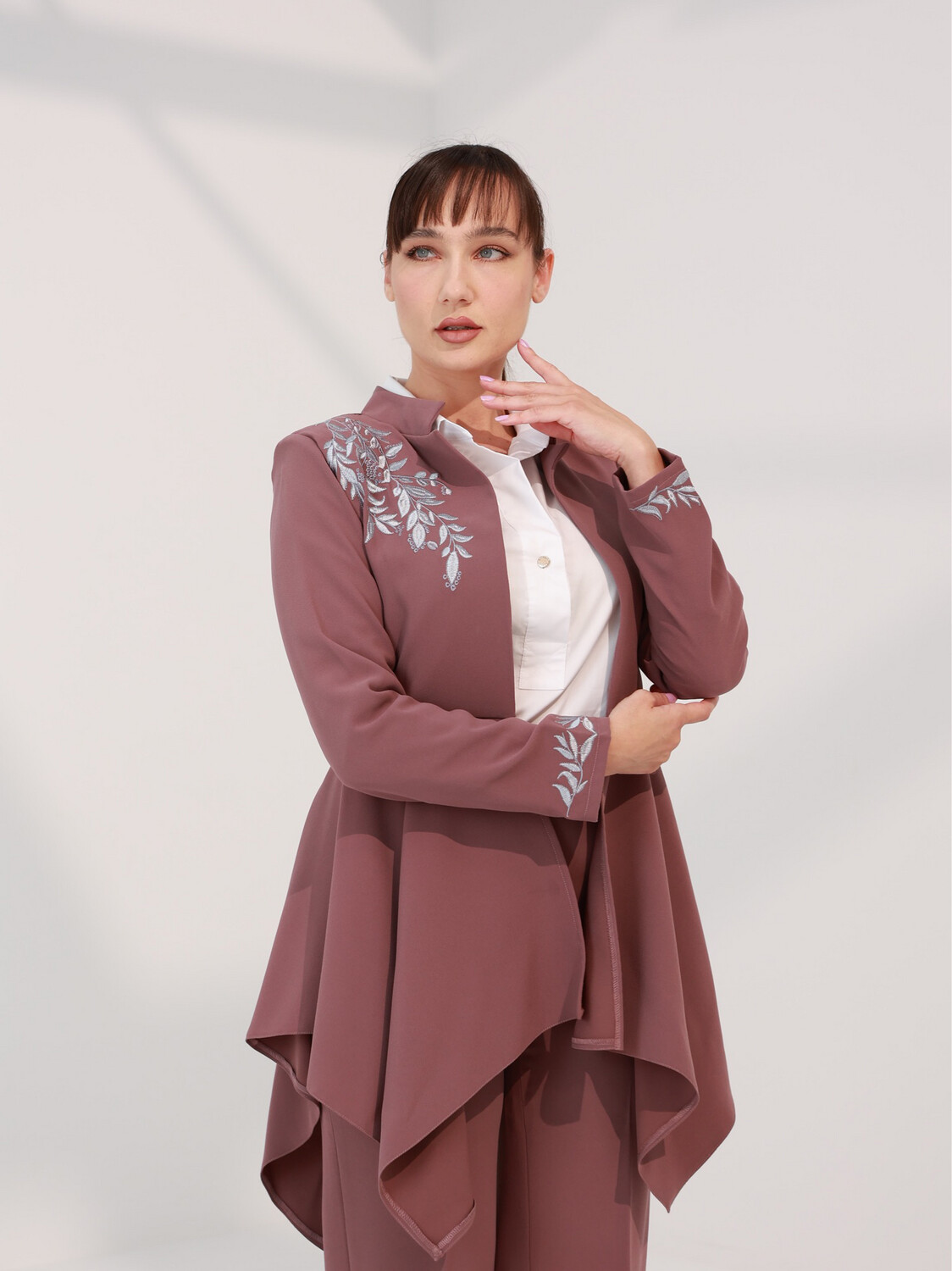 Light Purple Embroidered Blazer, Chest &amp; Cuff Embroidery