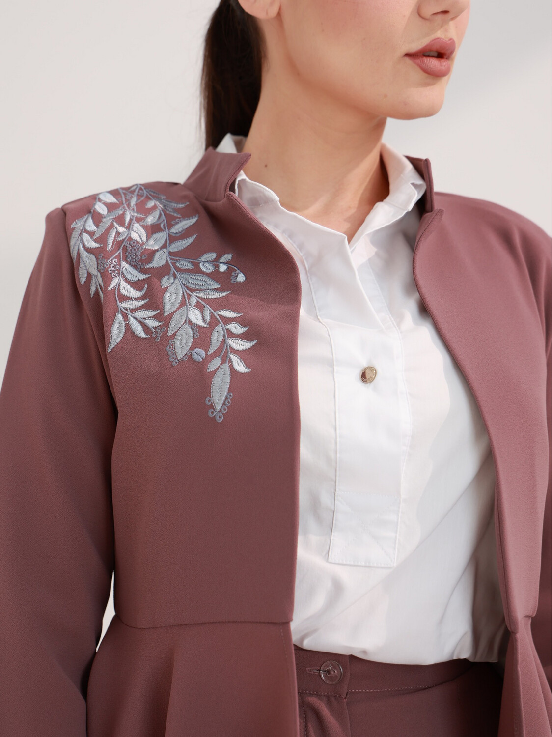 Light Purple Embroidered Blazer, Chest &amp; Cuff Embroidery