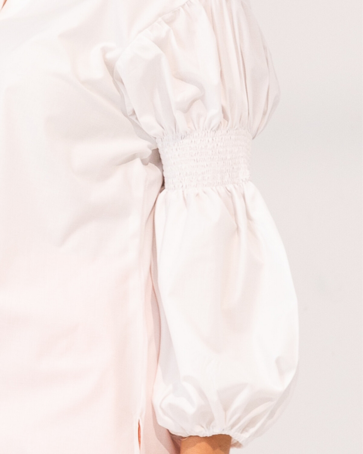 Smocked Long Sleeve Cotton Shirt