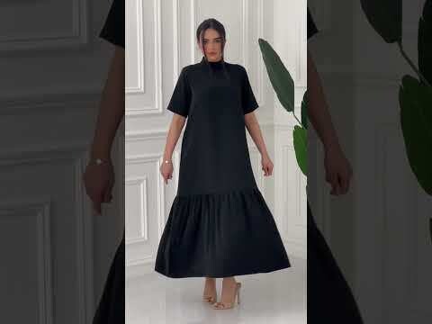 Black Long Dress Short Sleeves
