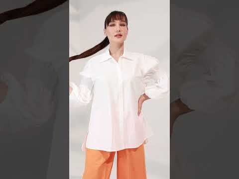 Smocked Long Sleeve Cotton Shirt