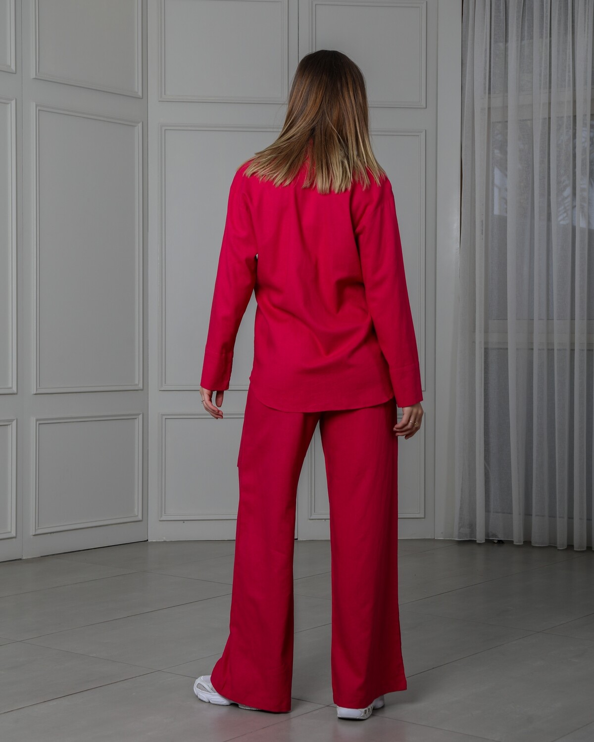 Drop Shoulder Rose Linen Shirt