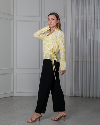 Drop Shoulder Long Sleeve Printed Shirt with Belt