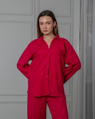 Drop Shoulder Rose Linen Shirt