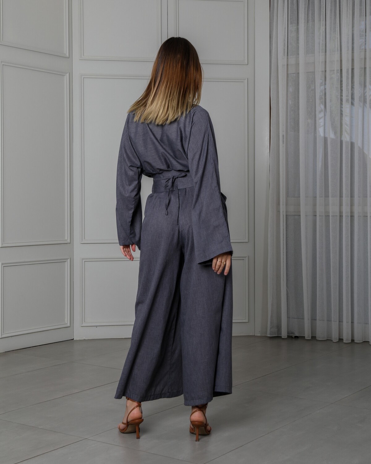 Wide Rayon Jumpsuit with Belt