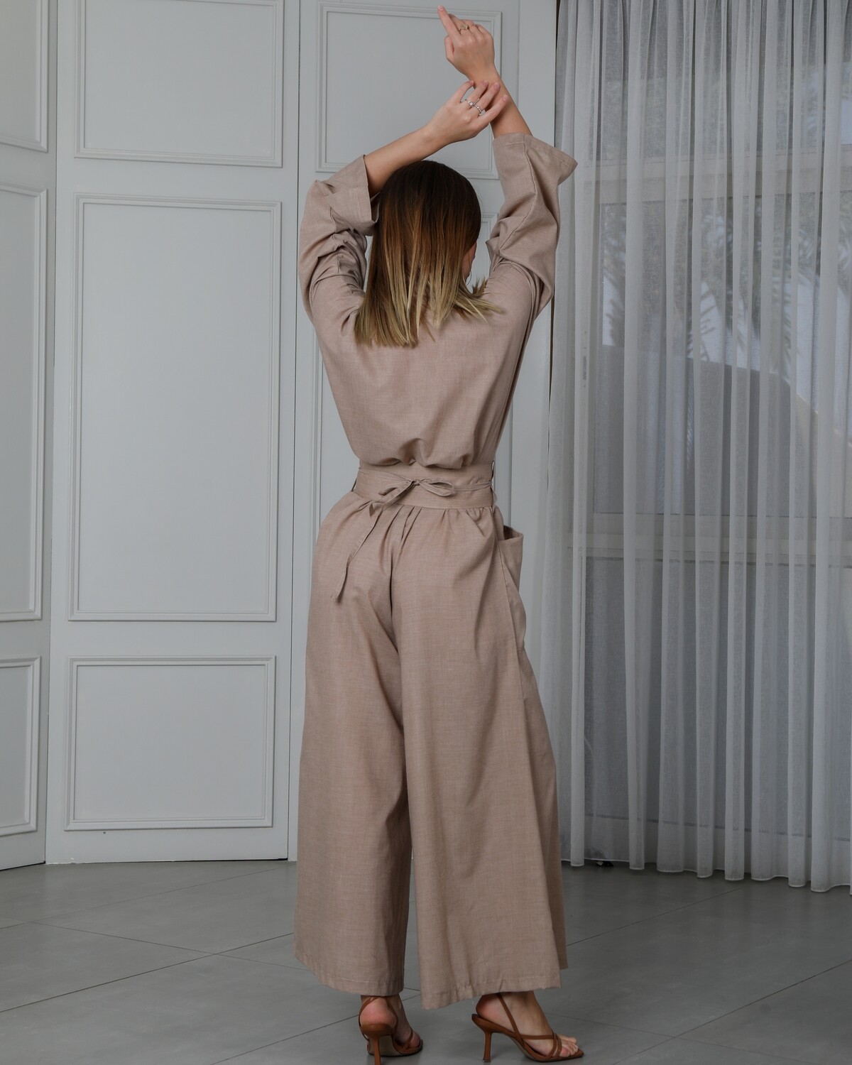 Wide Rayon Jumpsuit with Belt