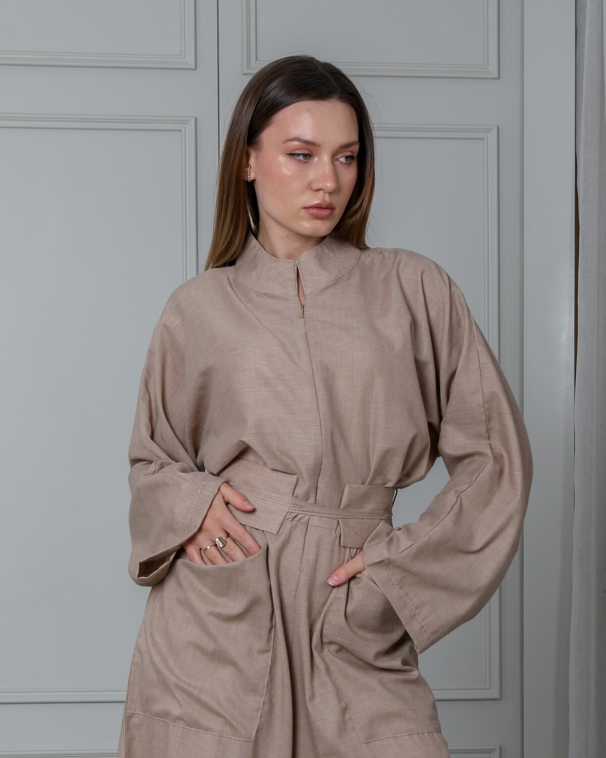 Wide Rayon Jumpsuit with Belt