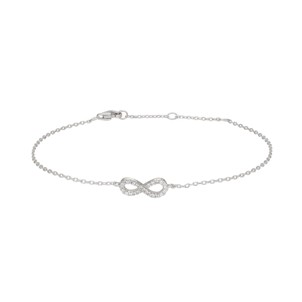 Rhodiniertes Silber Armband AGNA Unendlichkeit m. Zirkonia