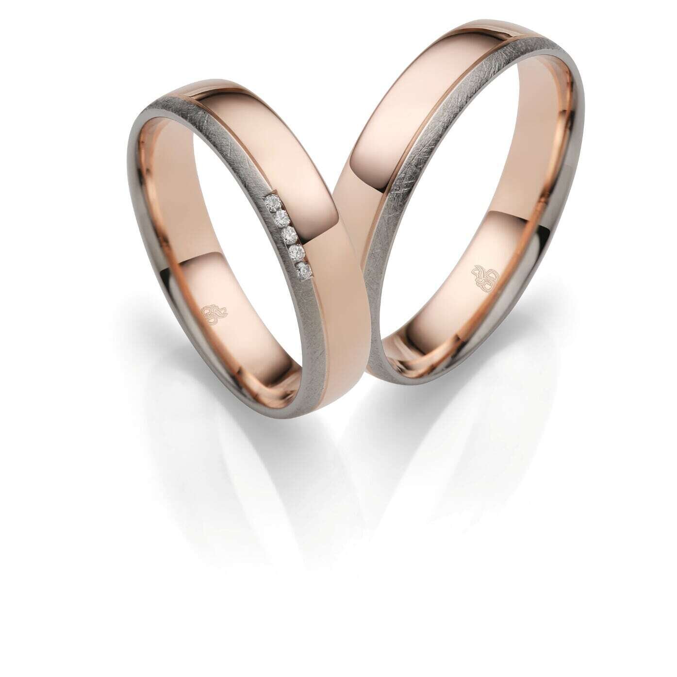 Trauringe Palladium 500/Roségold 375 Rauschmayer 11-51253/10-51253-040