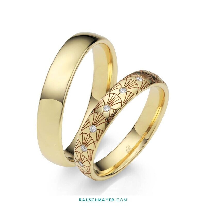 Trauringe 375 Gelbgold Signature "Art Deco"  von Rauschmayer 1104930 / 1004930