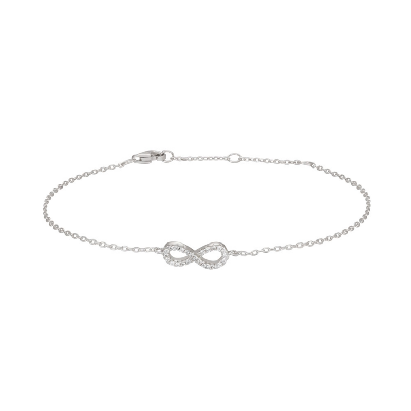 Rhodiniertes Silber Armband AGNA Unendlichkeit m. Zirkonia