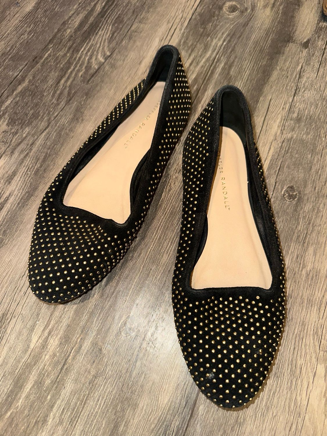 Loeffler Randall Blaise Studded Gold Flats Size: 7.5