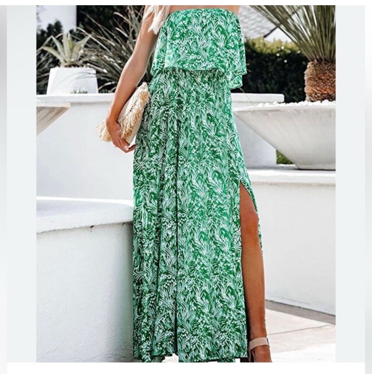 Japna Strapless Maxi Palm Dress - Medium