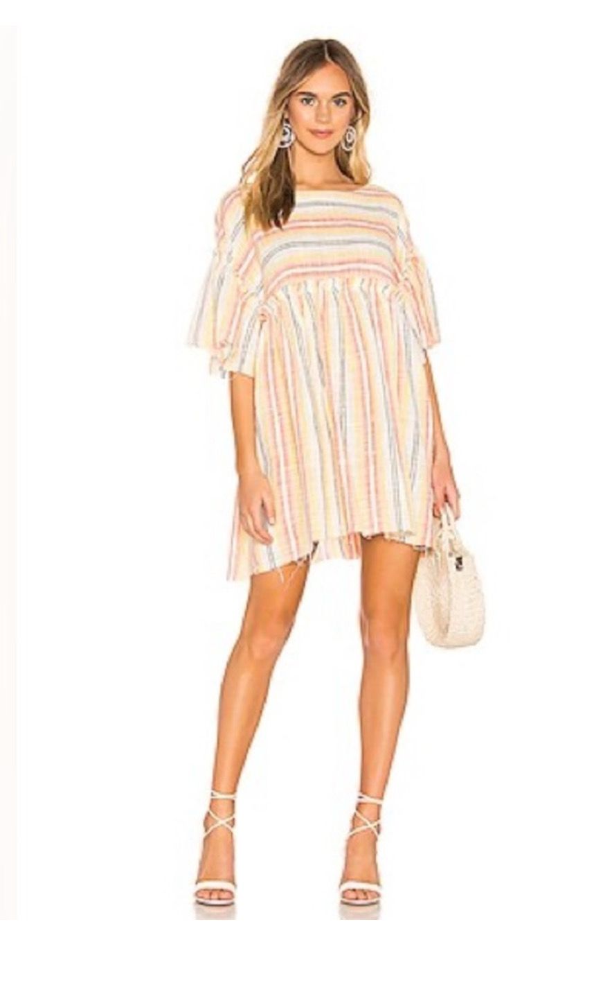 Free People Summer Nights Oversized Striped Dress In Yellow Size S