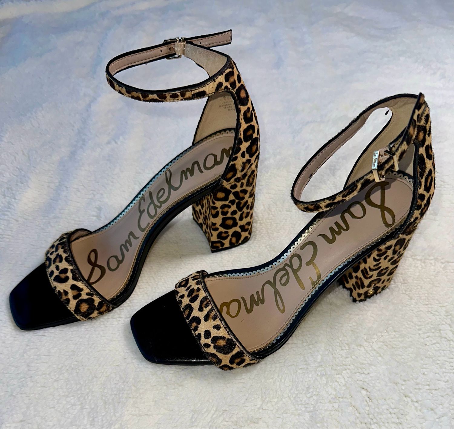 Sam Edelman - Haircalf Block Heeled Sandals - Daniella - New Nude Leopard - Size 8.5