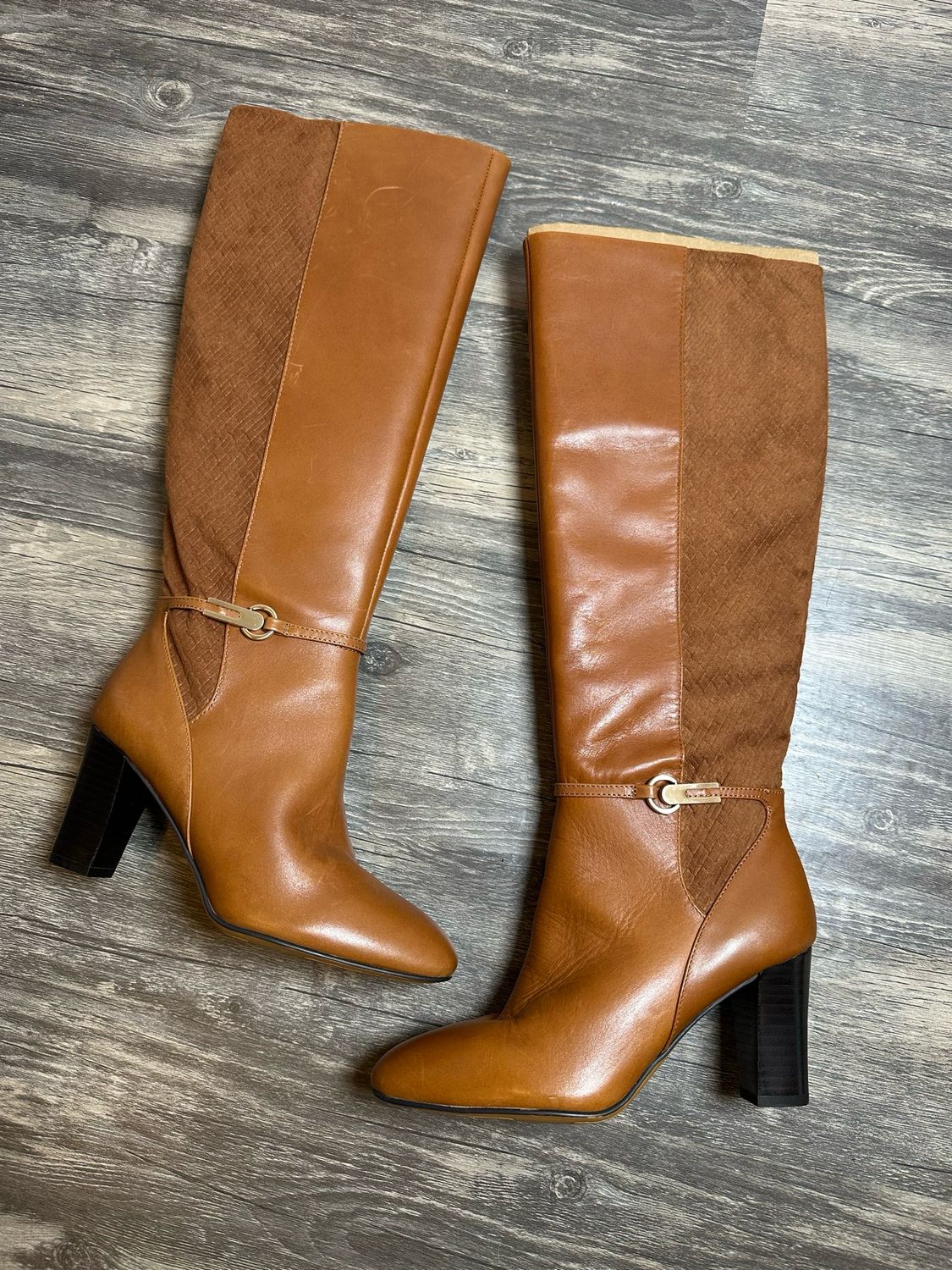 👢 Franco Sarto Knee-High Leather Boots – Brown | Block Heel | Size 6 | NEW (retails For $160)