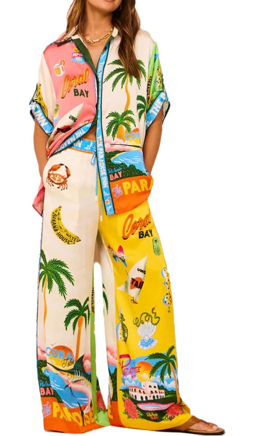 NWOT - 2pc Tropical 🌴 Pant Set - Small