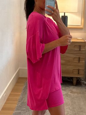Novi Ribbed Tee + Shorts Set | Hot Pink | Medium