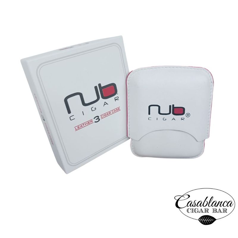 Nub White Leather Cigar Case (3 Finger)