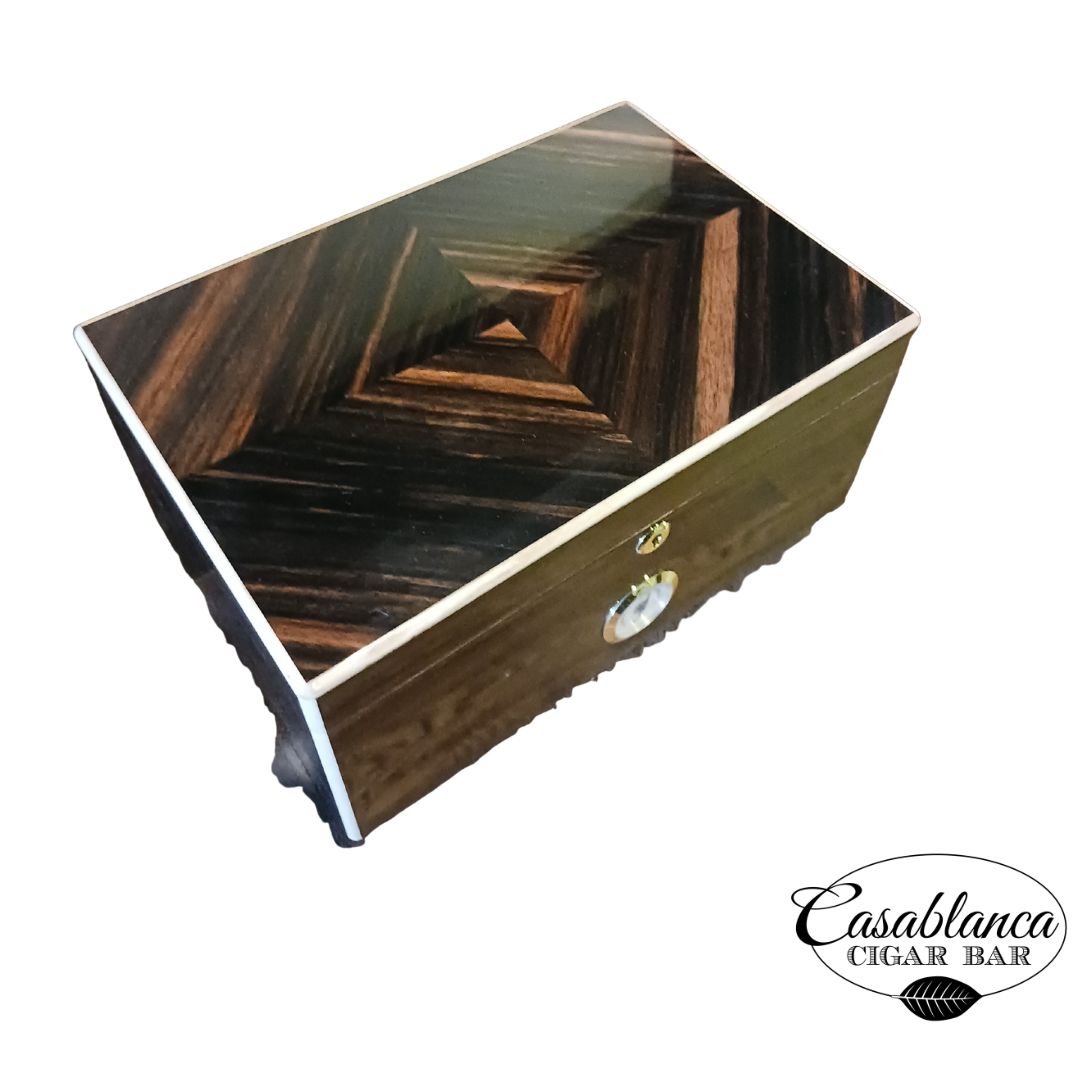 Basel Desktop Humidor - Ebony Veneer Inlay (40-75 Count)