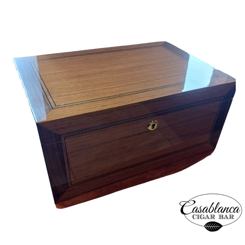 Merino Desktop Humidor - Bubinga &amp; Walnut Veneer Inlay