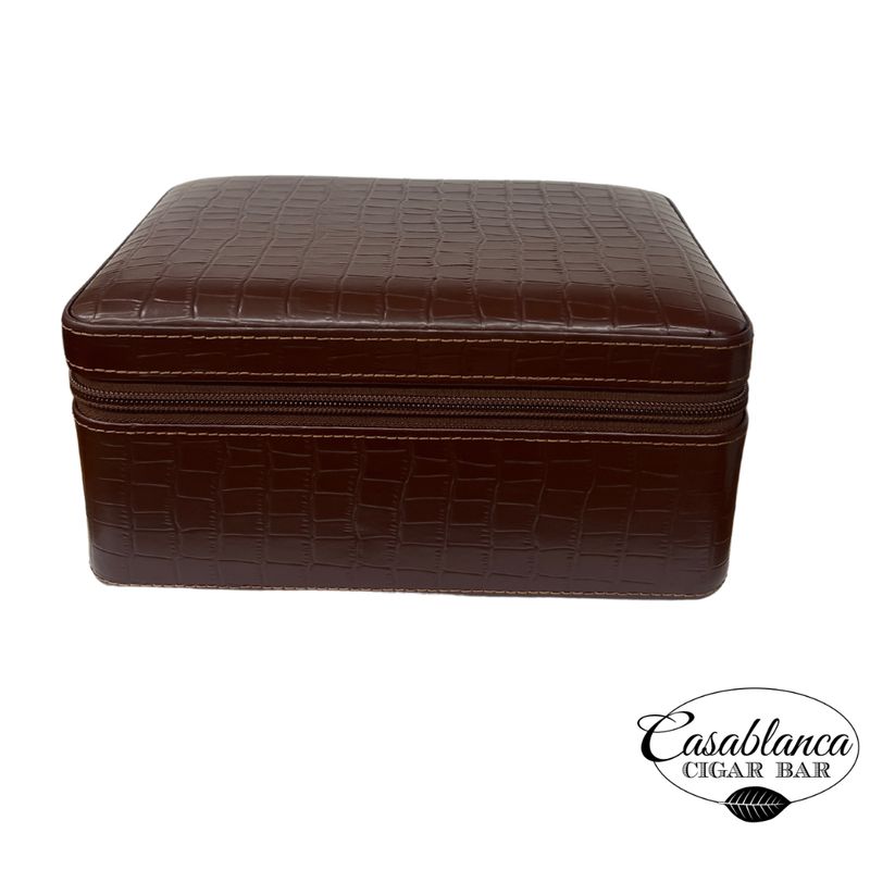 Manhattan XL Travel Cigar Case Humidor w/lighter, cutter &amp; ashtray - Brown (10 Count)