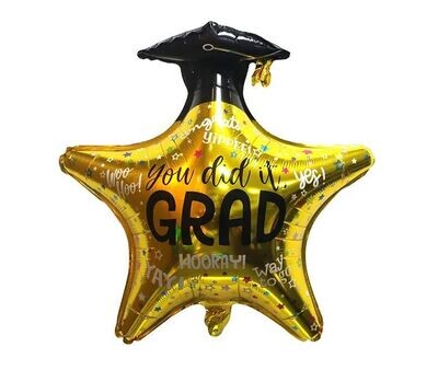 Gold Star with Hat Balloon (XL)
