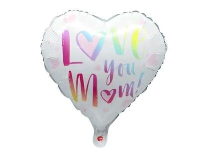 White Love You Mum Heart Balloon