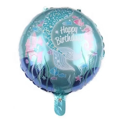 Teal Mermaid Happy Birthday Balloon