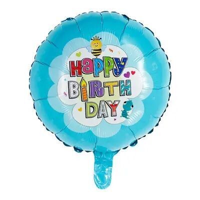 Blue Happy Birthday Bee Balloon