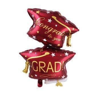 Red Graduation Hats Balloon (XL)