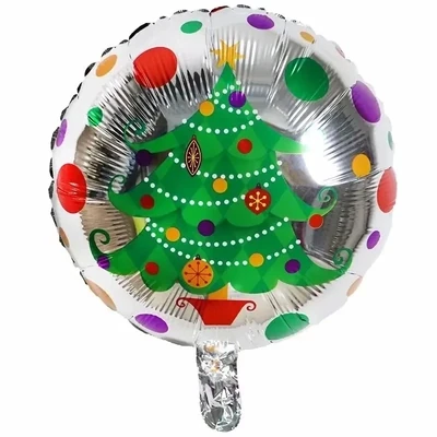 Silver Christmas Tree Round Balloon
