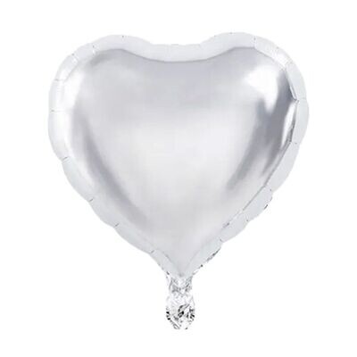 Bright Silver Heart Balloon