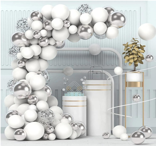 White and Silver Ready-Made Balloon Displays