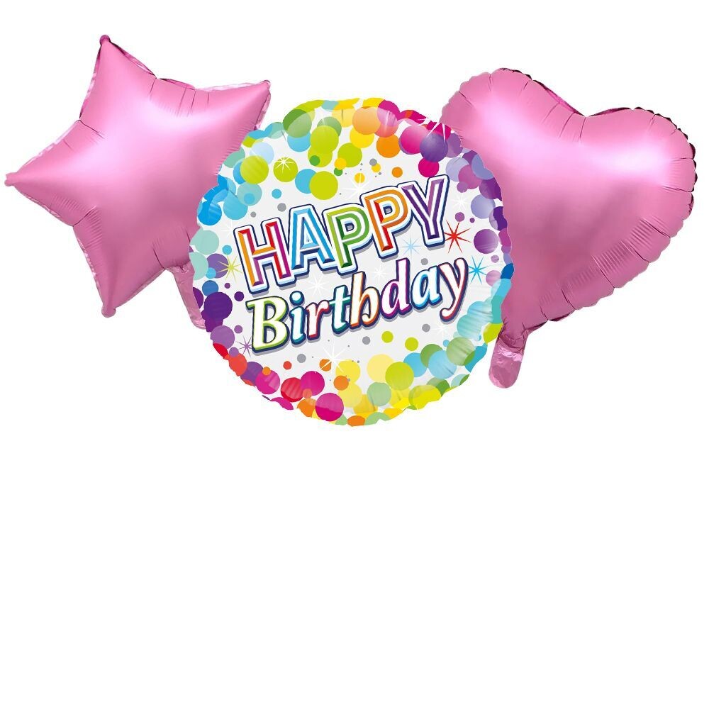 Happy Birthday Confetti Balloons, Build a Helium Filled Bunch: Add 2 balloons, Supersize Bunch: No Extras