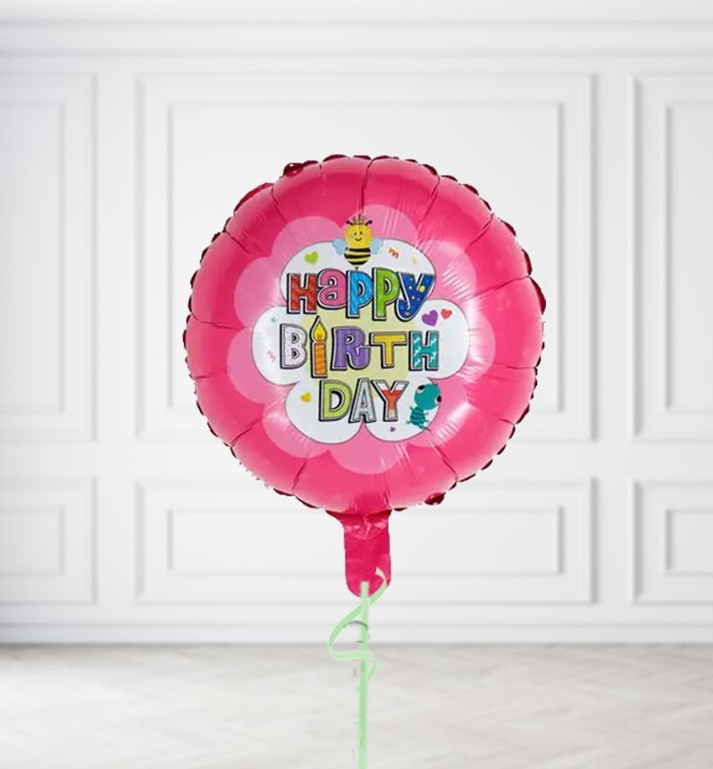 Pink Happy Birthday Bee Balloons