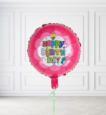 Pink Happy Birthday Bee Balloons
