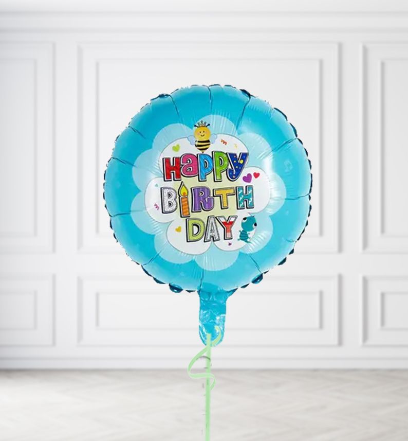 Blue Happy Birthday Bee Balloons