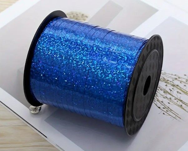 Mid Blue Metallic Foil Balloon Ribbon