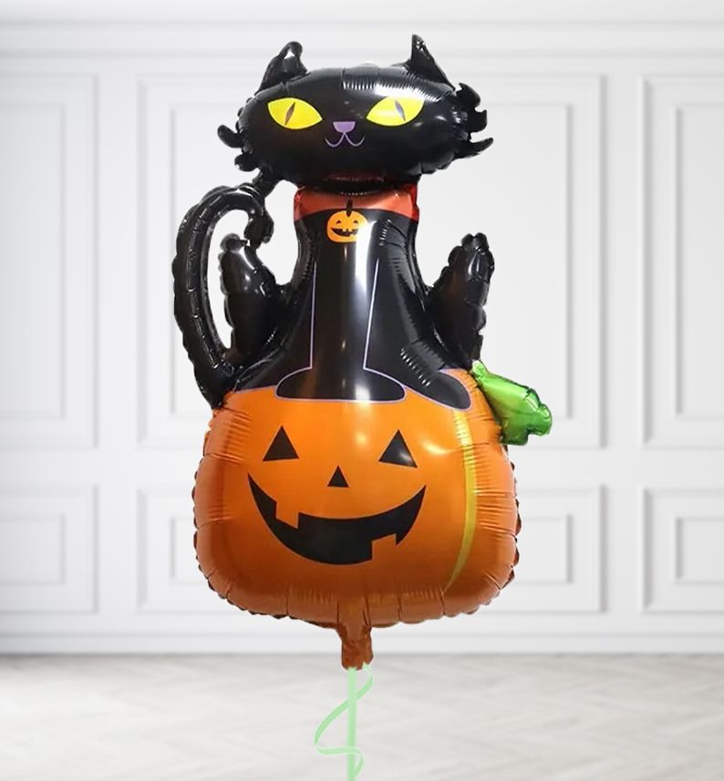 Black Cat and Pumpkin Balloons