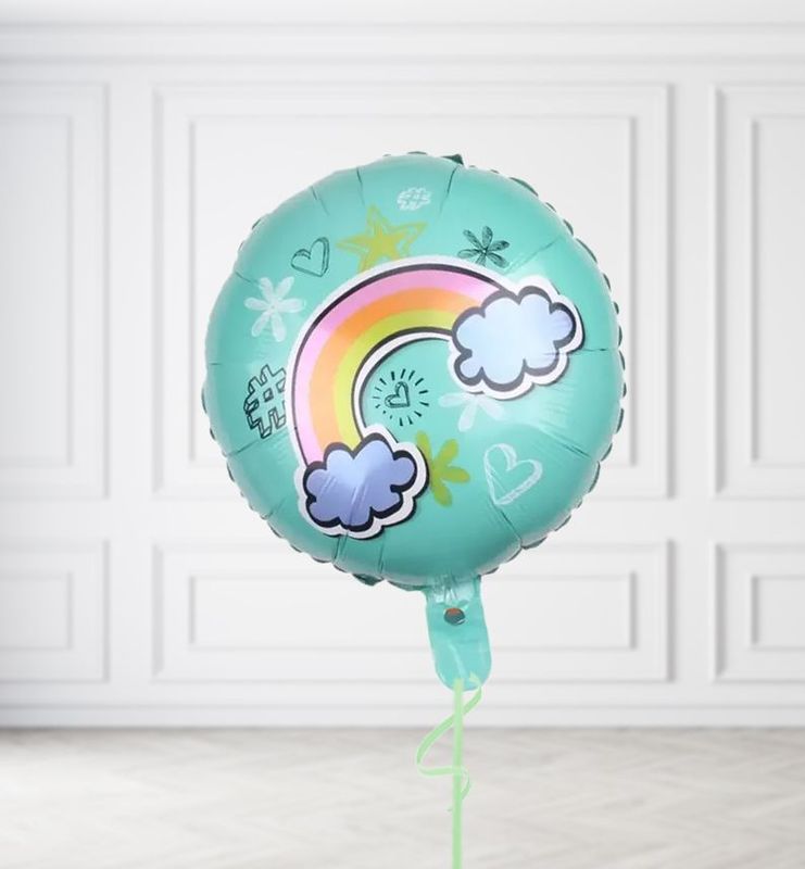 Blue Rainbow Happy Birthday Balloons