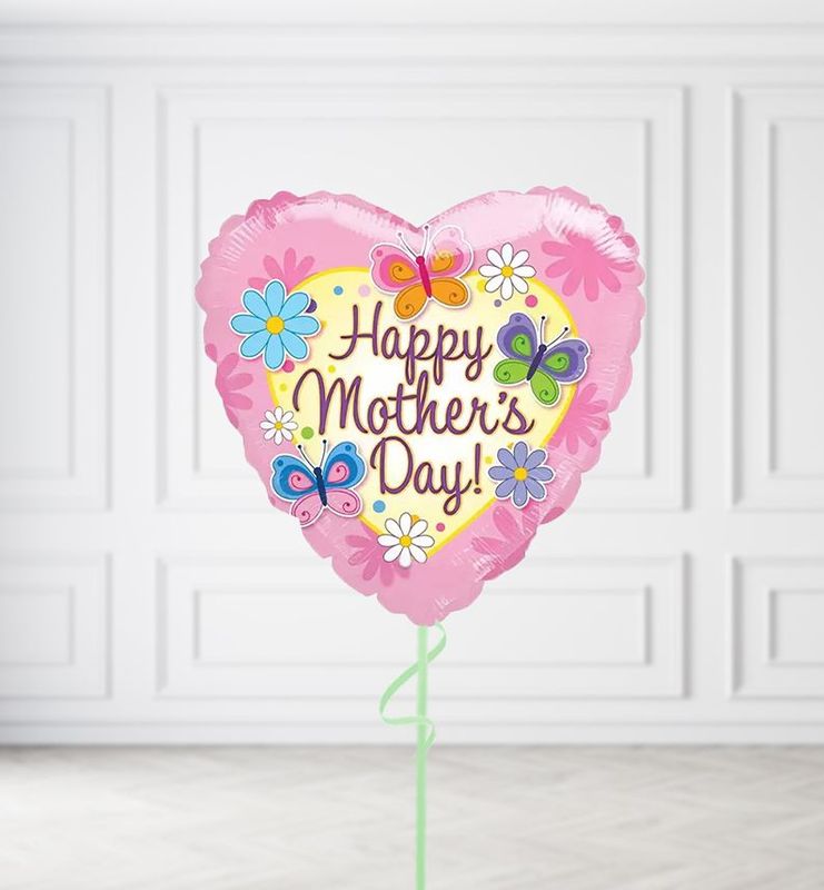 Pink Butterflies Heart Balloons