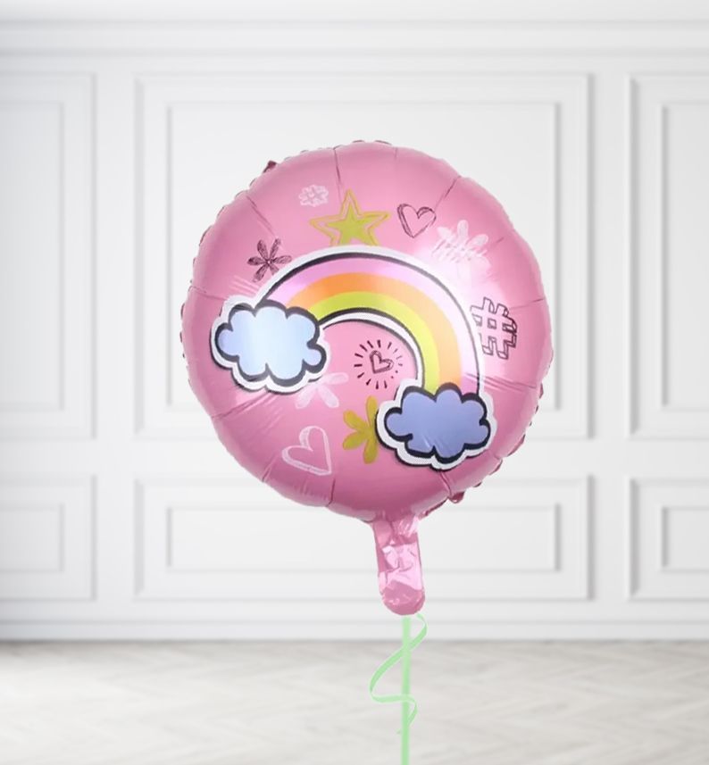 Pink Rainbow Happy Birthday Balloons