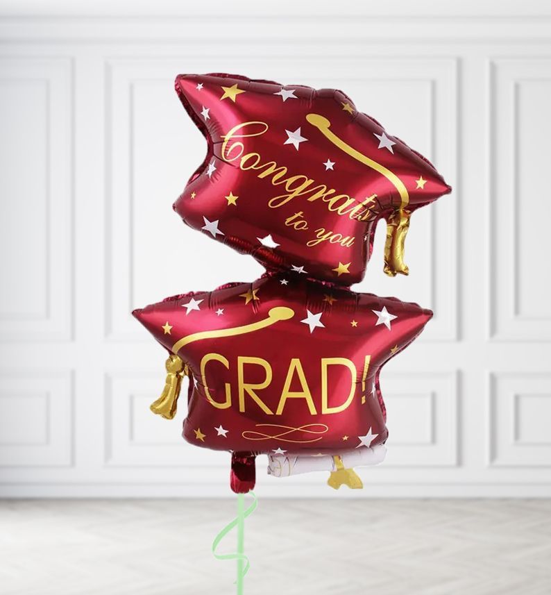 Red Graduation Hats Balloon (XL)