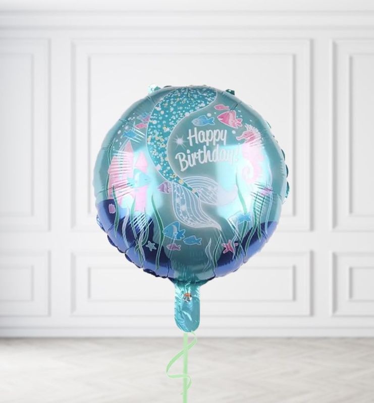 Teal Mermaid Happy Birthday Balloons