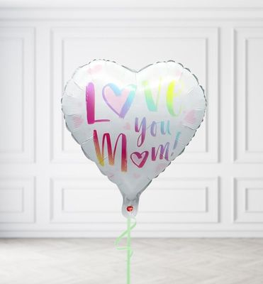 White Love You Mum Heart Balloons