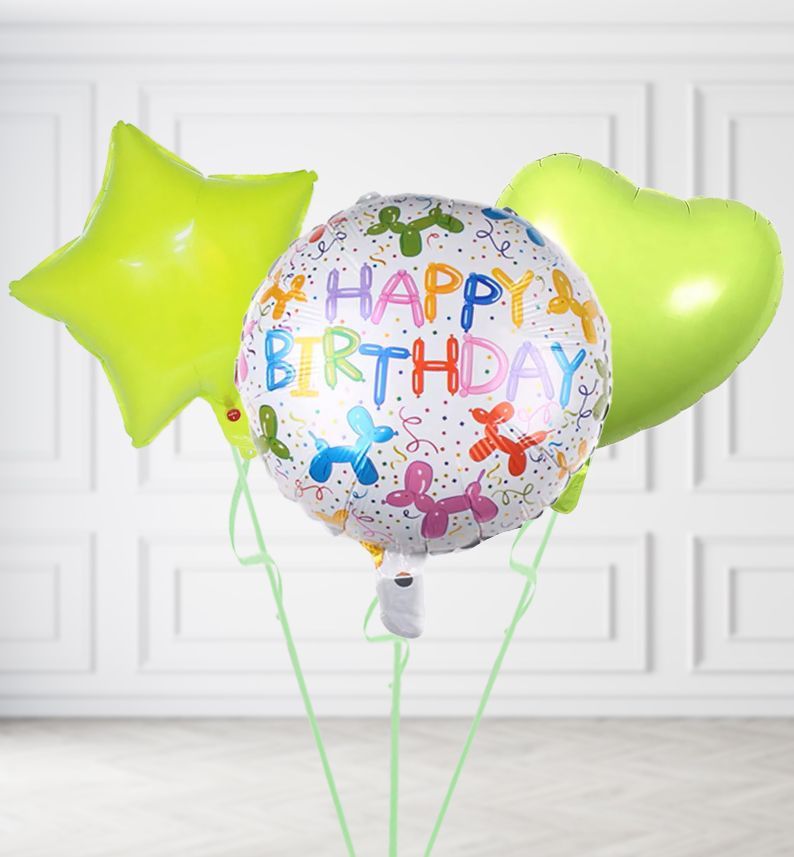 Happy Birthday Dogs Balloons, Build a Helium Filled Bunch: Add 2 balloons, Supersize Bunch: No Extras, Colour Theme: Match with Centrepiece